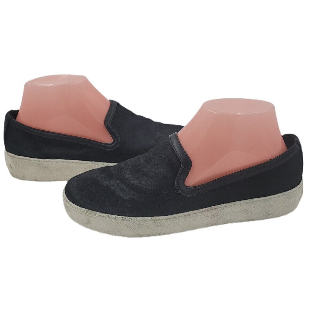 Sam Edelman Becker Black Flats Pony Animal Hair Slip On Sneaker Shoe Size 7.5M